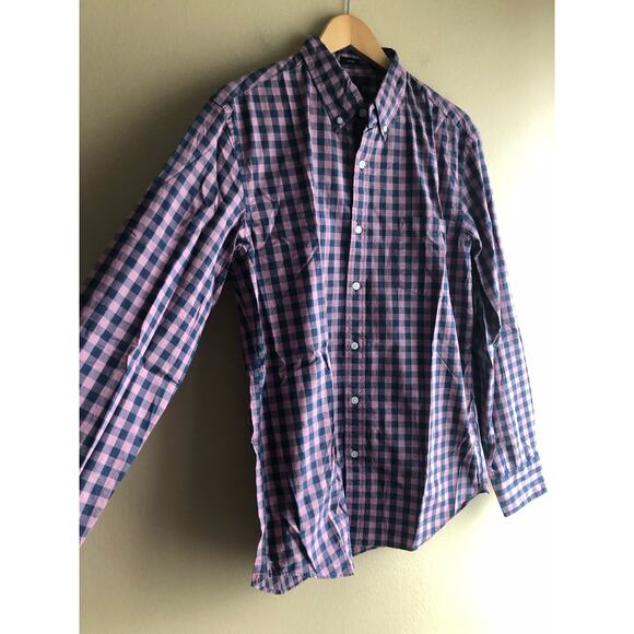 New J.Crew Flex Washed Slim Men Button Up Purple Blue Shirt Size Large - Picture 3 of 10